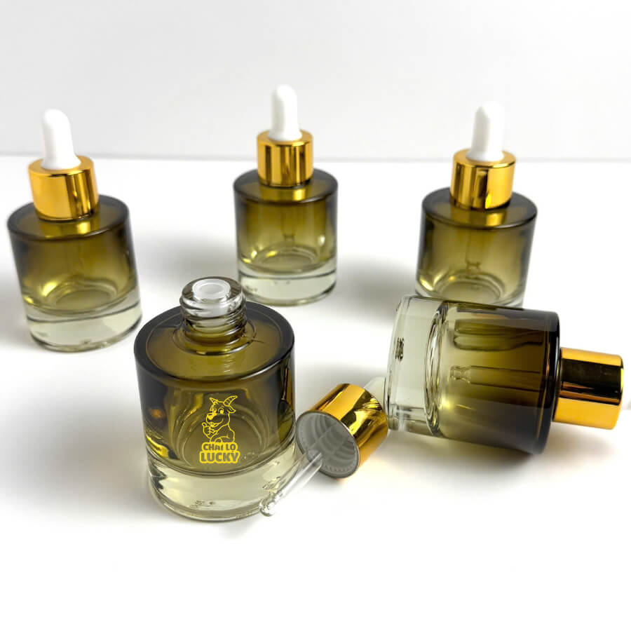 Mô tả chai chiết serum thủy tinh 30ml xanh rêu