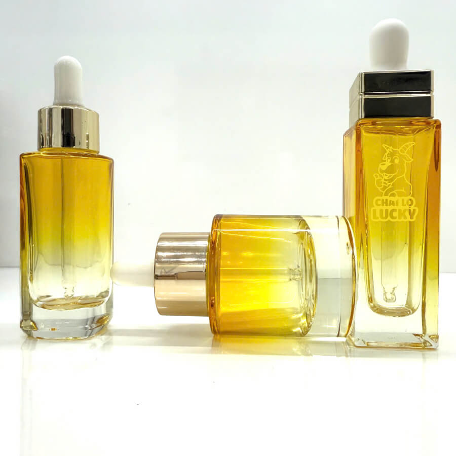 Chai Đựng Serum Thuỷ Tinh 30ml Nắp Vàng