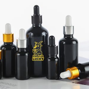 Chai Serum Thuỷ Tinh Đen Bóng Khoen Bạc 10ml