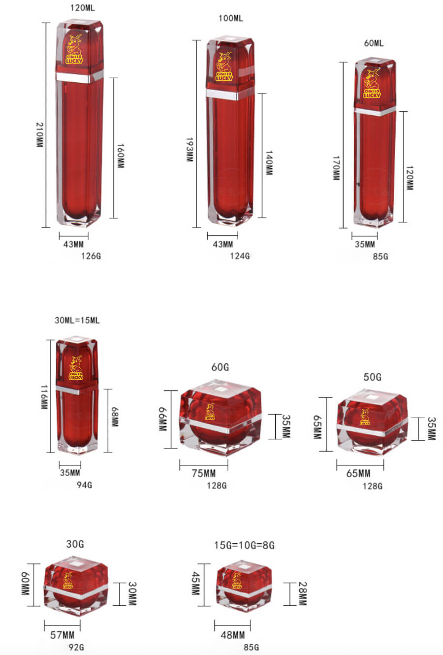 kích thước Set mỹ phẩm 6 món cao cấp