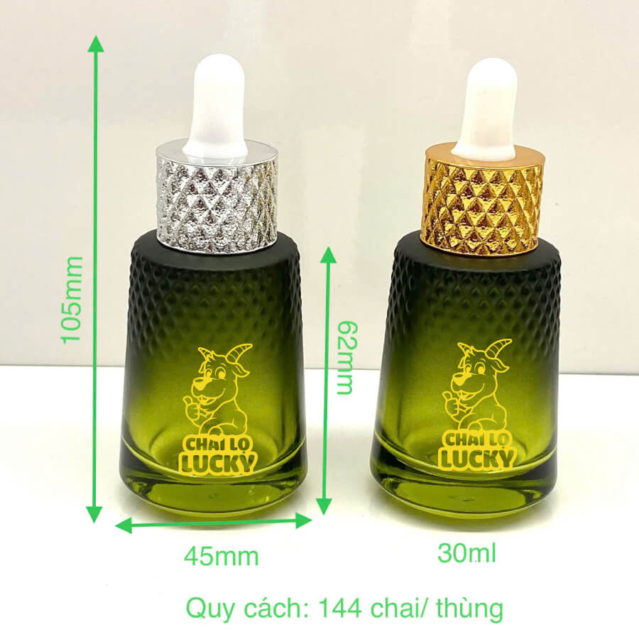 Kích Thước Chai Thuỷ Tinh Xanh Lá 30ml