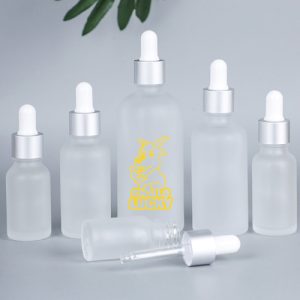 Lọ Chiết Serum Thuỷ Tinh Trắng Mờ Khoen Bạc 30ml