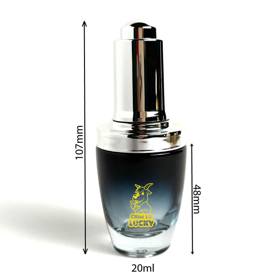 Kích thước Chai Đựng Serum 20ml Thuỷ Tinh Màu Đen Nắp Bạc