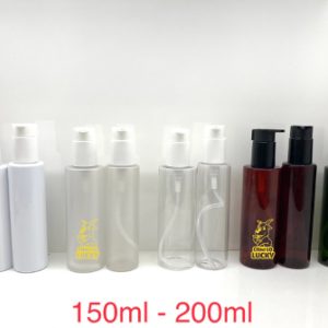 Chai Nhựa Pet Vòi Ấn 200ml Màu Đen Xanh Nâu Trắng