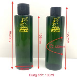 Kích thước Chai Nhựa Pet Nắp Bật 100ml 6 Màu