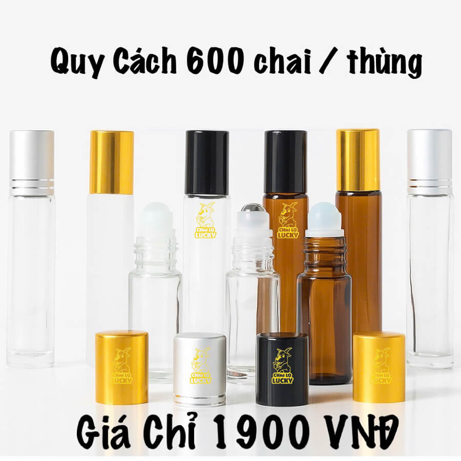 Chai Bi Lăn Thuỷ Tinh Trong Nắp Bạc 10ml