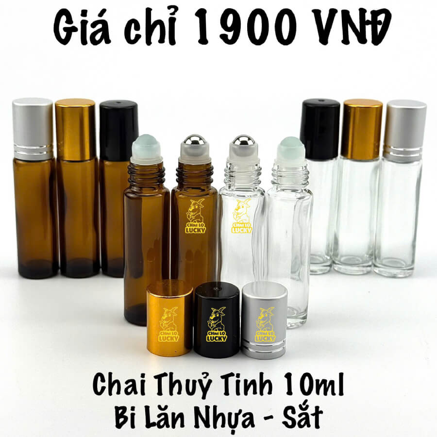 Chai Bi Lăn Thuỷ Tinh Trong Nắp Bạc 10ml