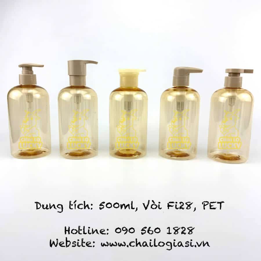 Chai nhựa pet vai bầu 500ml vòi nhấn