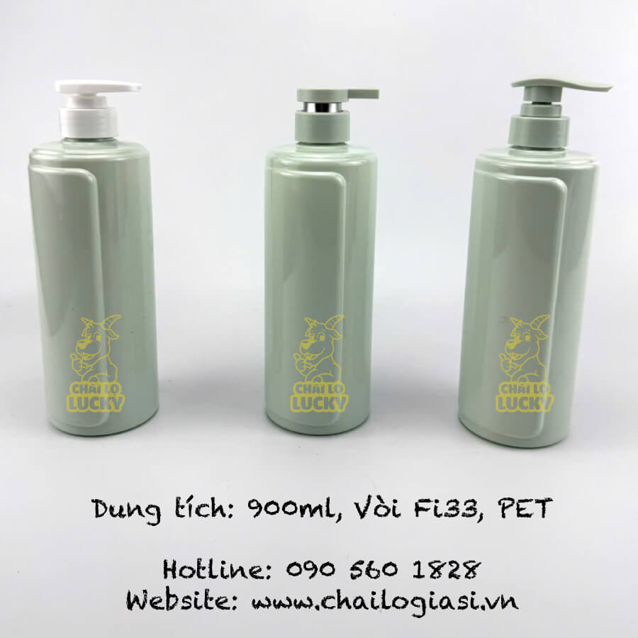 chai pet 900ml đựng dầu gội dáng tròn