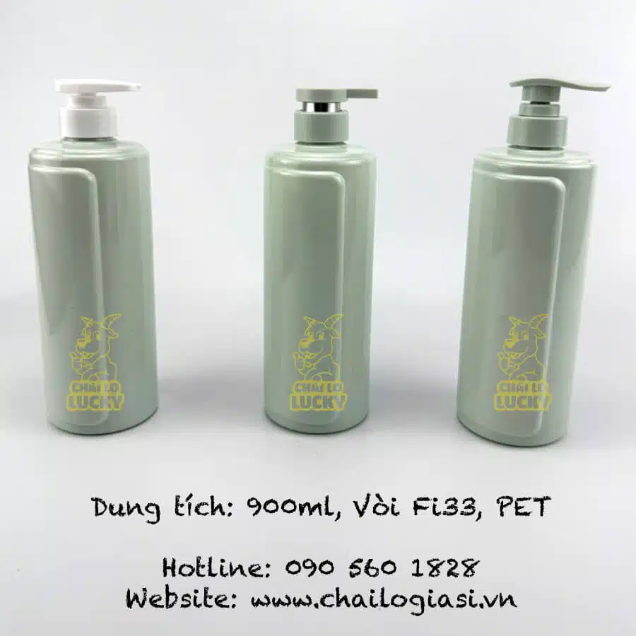 chai pet 900ml đựng dầu gội dáng tròn